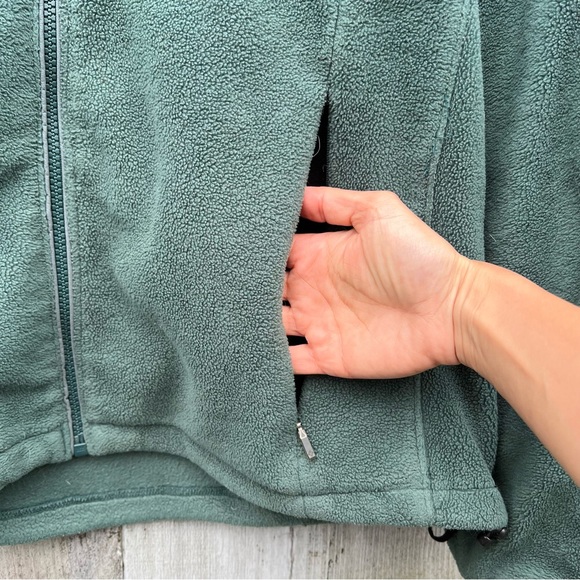 Columbia full zip front closure unlined cozy fleece sweater jacket forest green - Picture 7 of 13